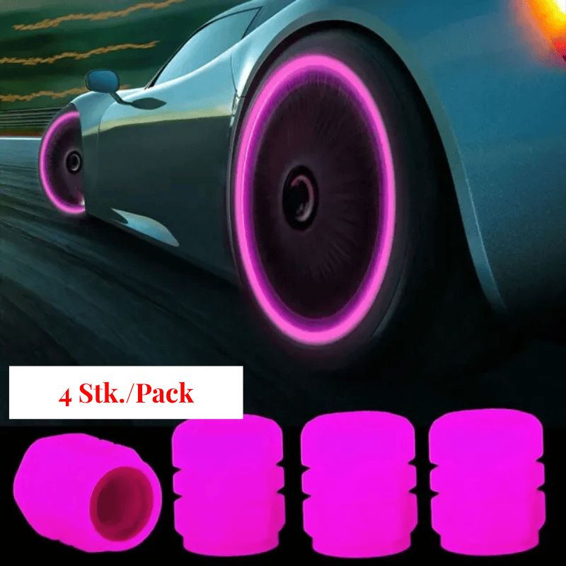 Luminous tire valve caps for cars – fluorescent, universal fit