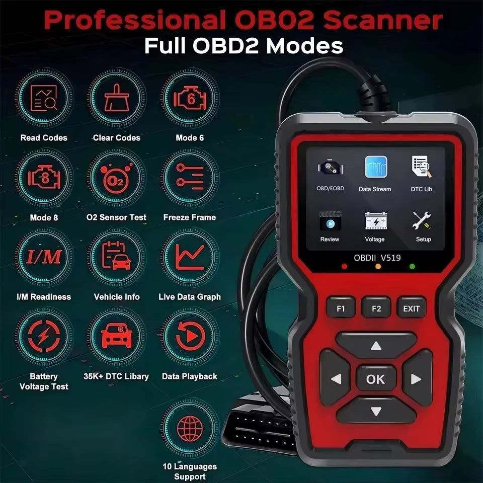 OBD2 Scanner V519 Professional Car Diagnostic Tool – Real-Time Engine Code Reader for 99% Vehicles