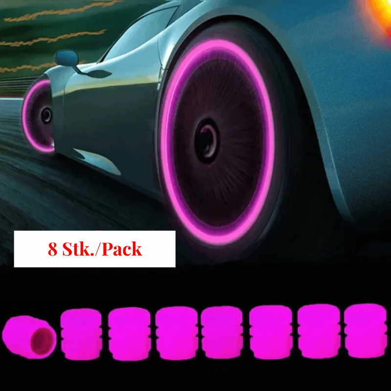 Luminous tire valve caps for cars – fluorescent, universal fit