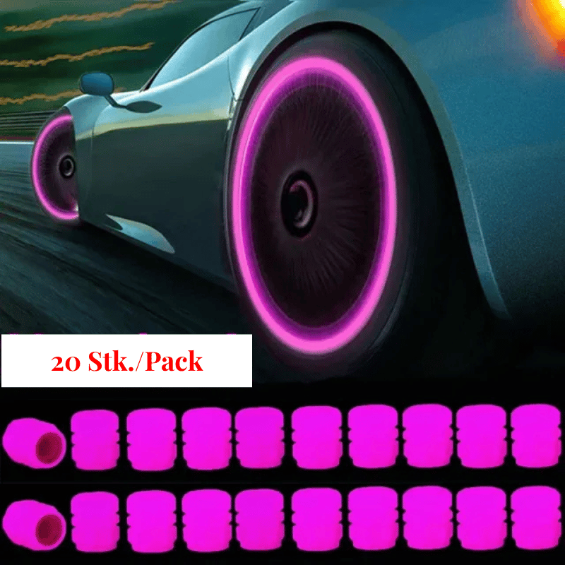 Luminous tire valve caps for cars – fluorescent, universal fit