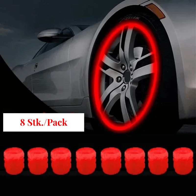 Luminous tire valve caps for cars – fluorescent, universal fit