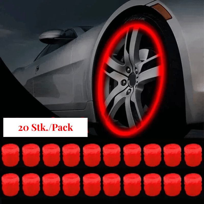 Luminous tire valve caps for cars – fluorescent, universal fit