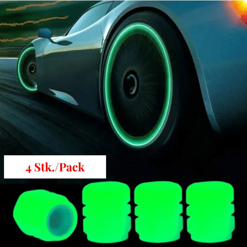 Luminous tire valve caps for cars – fluorescent, universal fit