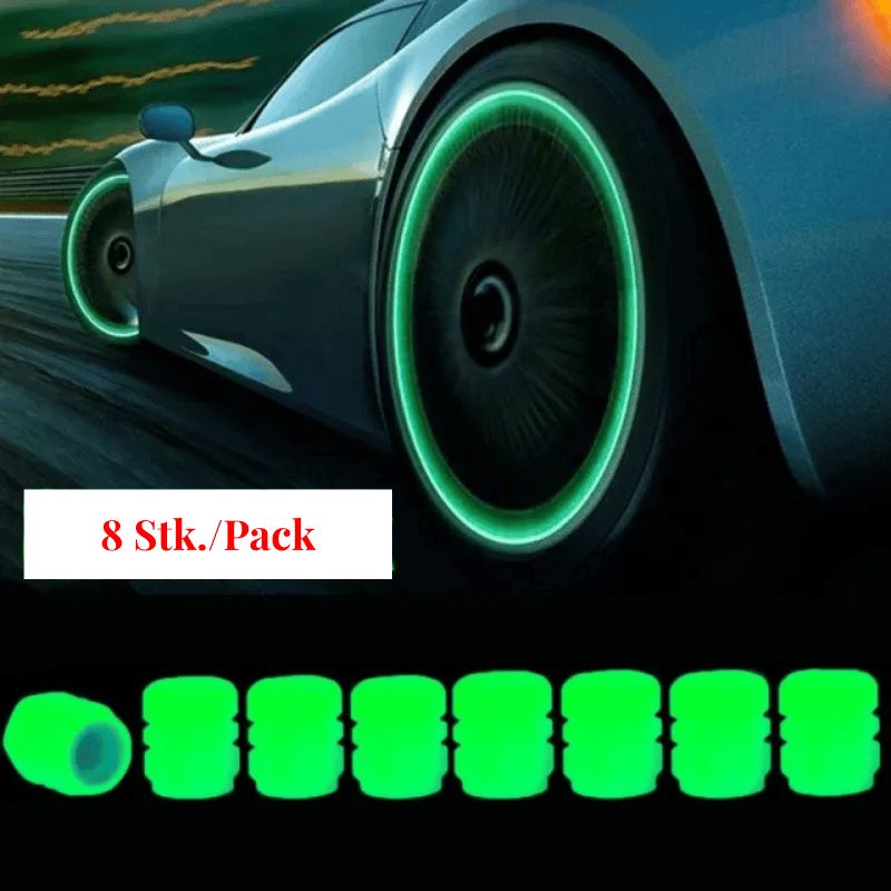 Luminous tire valve caps for cars – fluorescent, universal fit