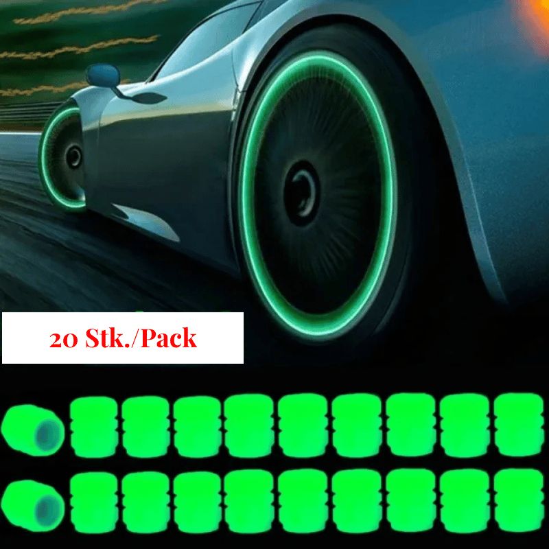 Luminous tire valve caps for cars – fluorescent, universal fit