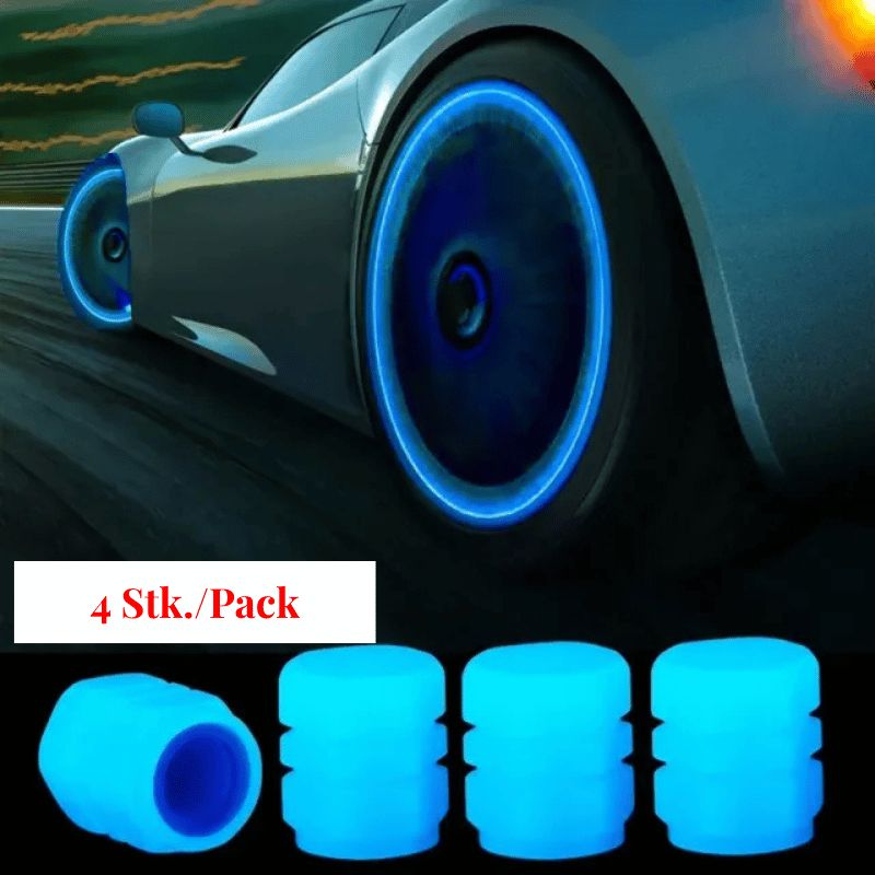 Luminous tire valve caps for cars – fluorescent, universal fit