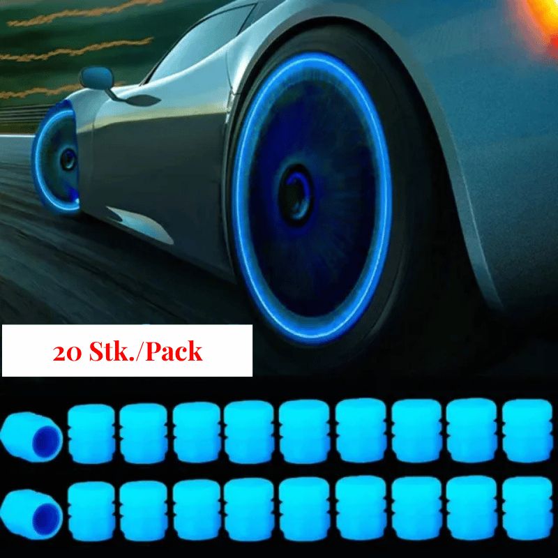 Luminous tire valve caps for cars – fluorescent, universal fit