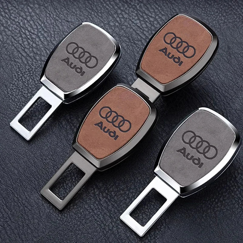 Audi seat belt clip extender and buckle plug – zinc alloy and leather design for Audi A1 A3 A4 A6 Q5 Q7 RS6