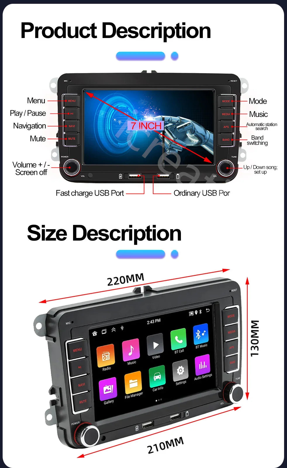 Android-Multimediasystem für Volkswagen mit CarPlay, Android Auto & GPS