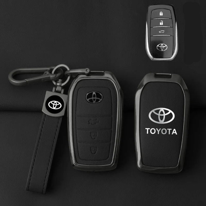 Toyota Zinc Alloy & Leather Key Case – Premium Toyota Key Fob Protection Cover