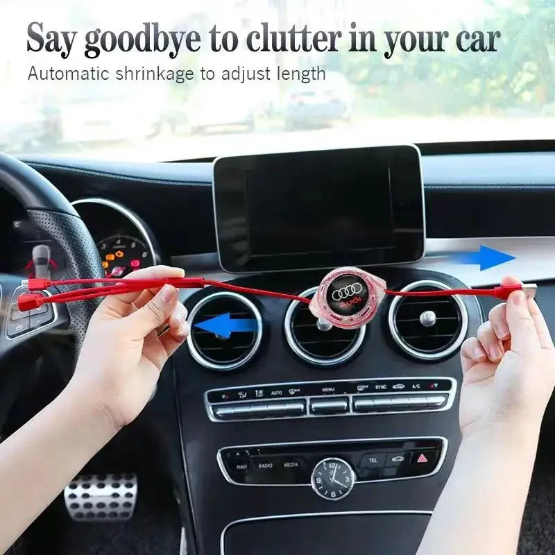 3-in-1 USB charging cable for Audi – multi-charger with Type-C, Micro-USB & Lightning connector