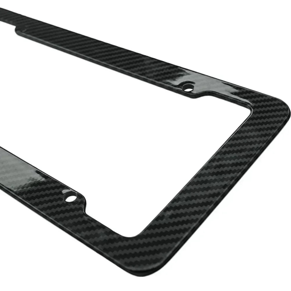 Carbon-look license plate holder – Universal car license plate frame with screw set
