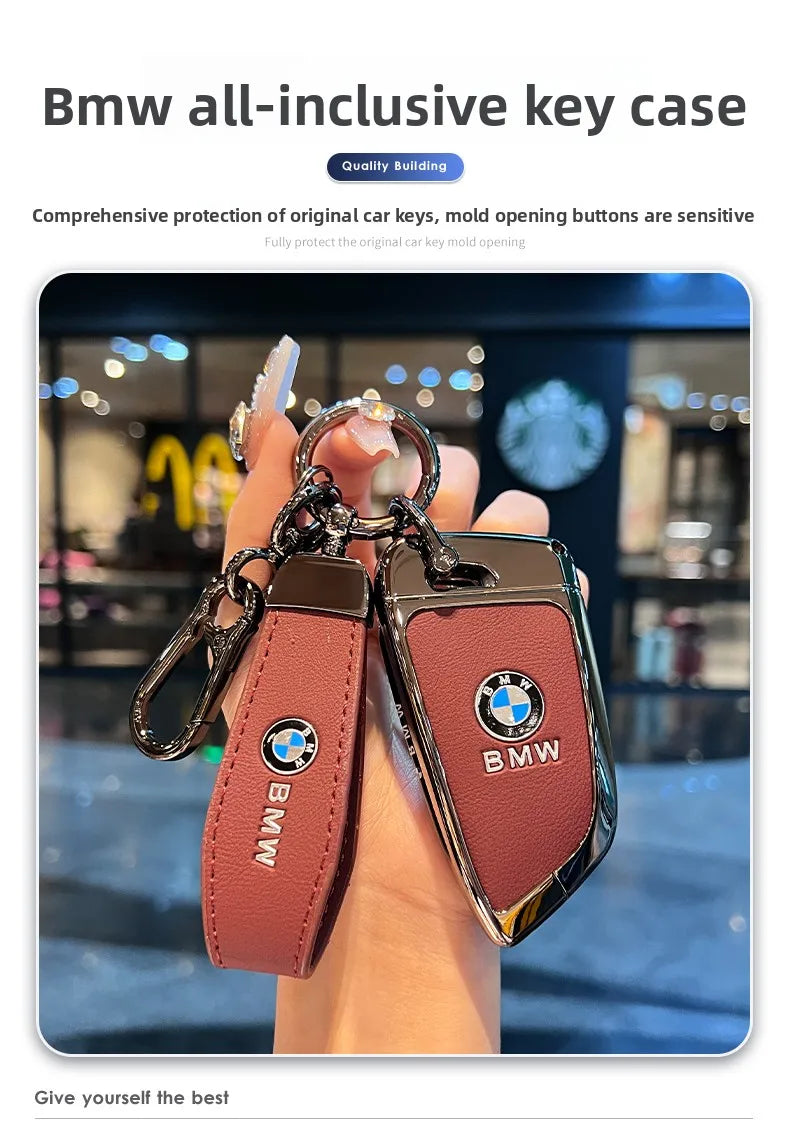 Folding key case for BMW – Elegant protection with leather design and key ring