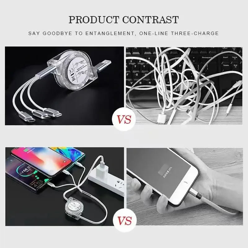 3-in-1 USB charging cable for Audi – multi-charger with Type-C, Micro-USB & Lightning connector