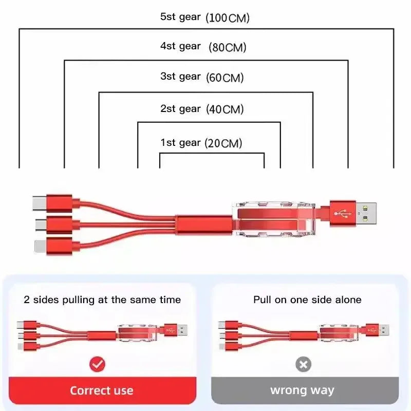 3-in-1 USB charging cable for Audi – multi-charger with Type-C, Micro-USB & Lightning connector