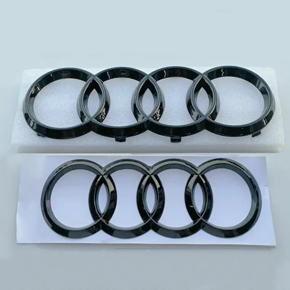 Black or silver 4-ring emblem for Audi – front grill & rear logo badge (A3, A4, A5, A6, A7, Q2, Q3, Q5, Q8, TT)