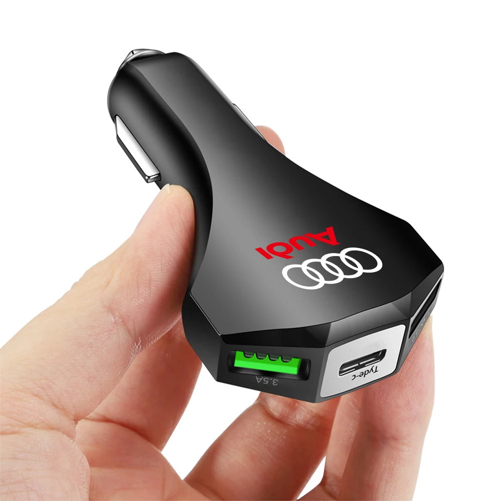 35W Audi USB-C Fast Car Charger – Type-C & USB Auto Charging Adapter S-Line Design