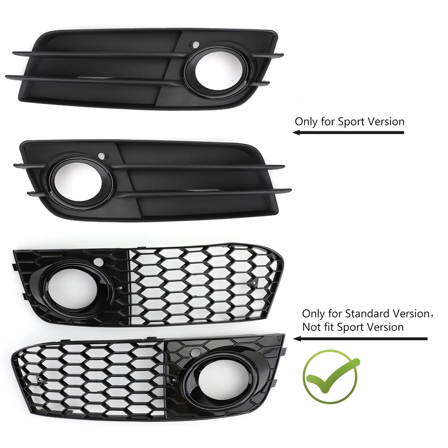 Honeycomb Fog Light Grill Set for Audi A4 B8 2009–2012 – Sporty Front Bumper Inserts