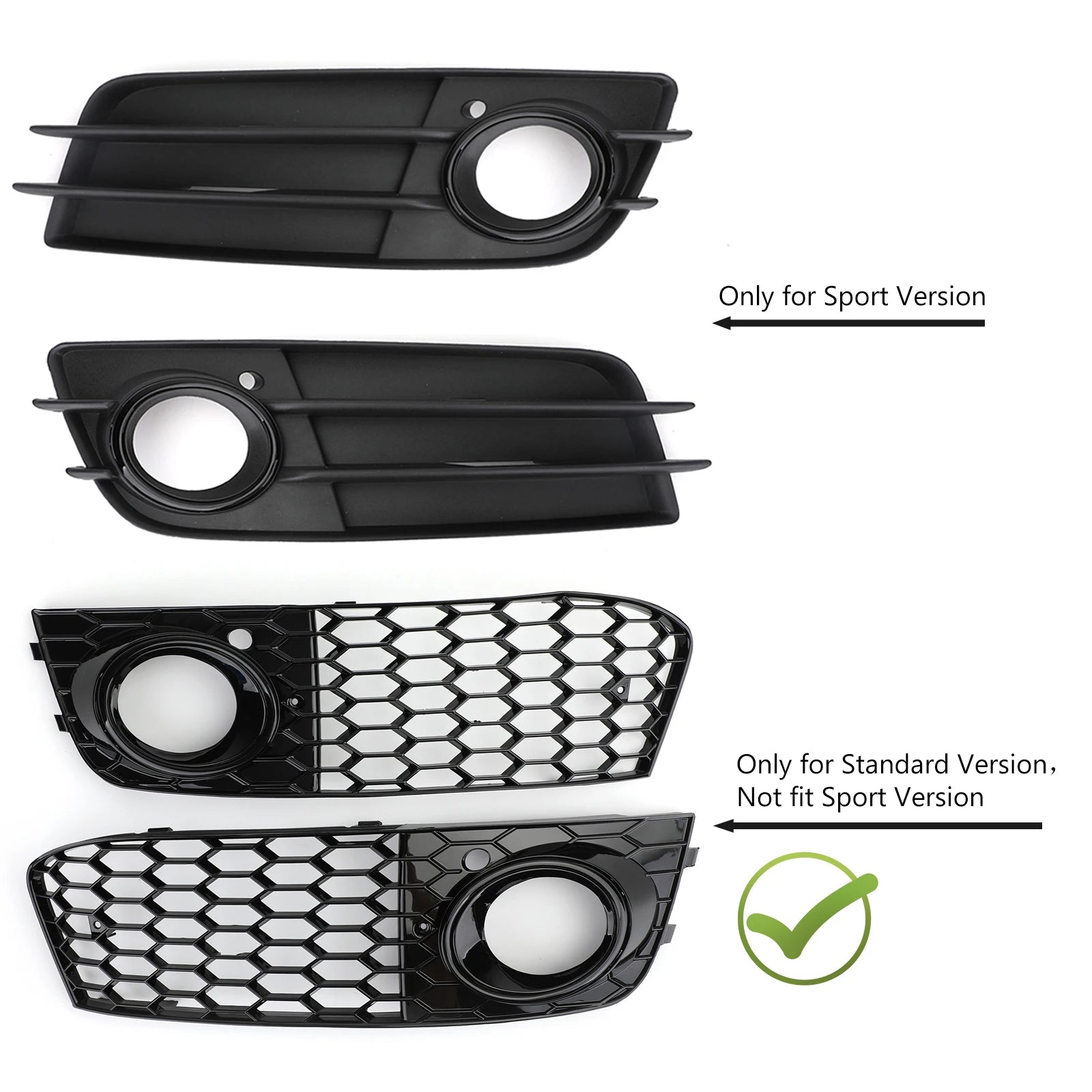 Honeycomb Fog Light Grill Set for Audi A4 B8 (2009–2012) – Sport Front Bumper Inserts