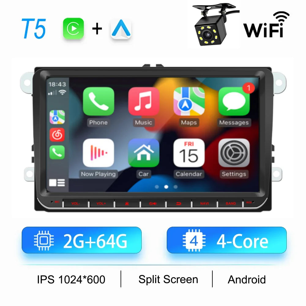 Android multimedia system for Volkswagen with CarPlay, Android Auto & GPS