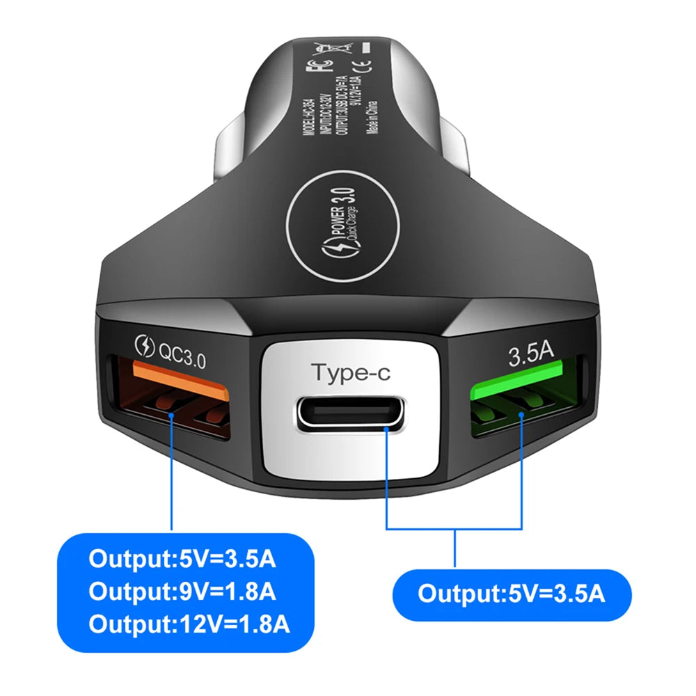 35W Fast Charger for Audi – Type-C & USB Car Charging Adapter S-Line Design