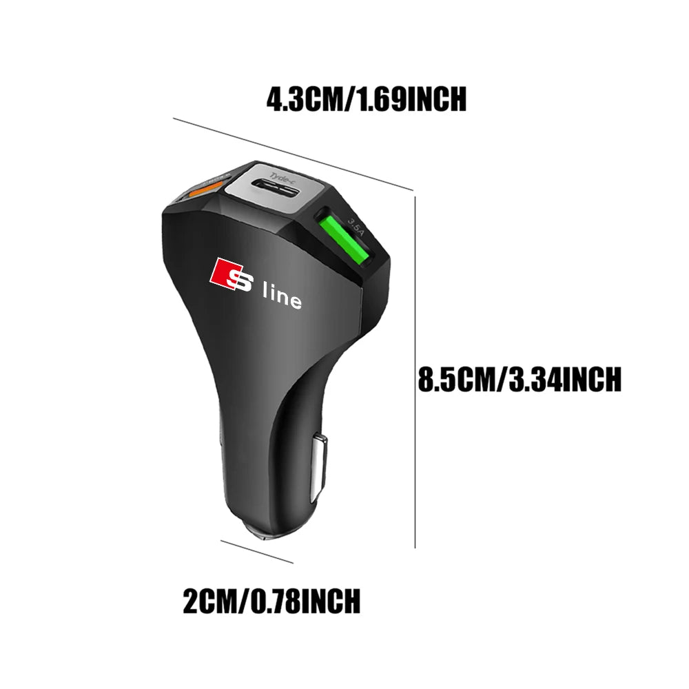 35W Fast Charger for Audi – Type-C & USB Car Charging Adapter S-Line Design
