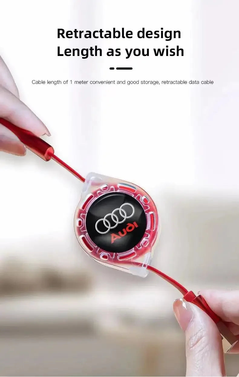 3-in-1 USB charging cable for Audi – multi-charger with Type-C, Micro-USB & Lightning connector