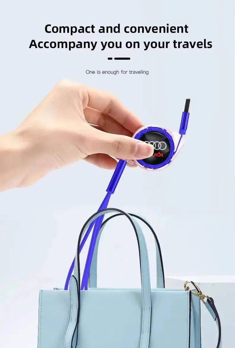 3-in-1 USB charging cable for Audi – multi-charger with Type-C, Micro-USB & Lightning connector