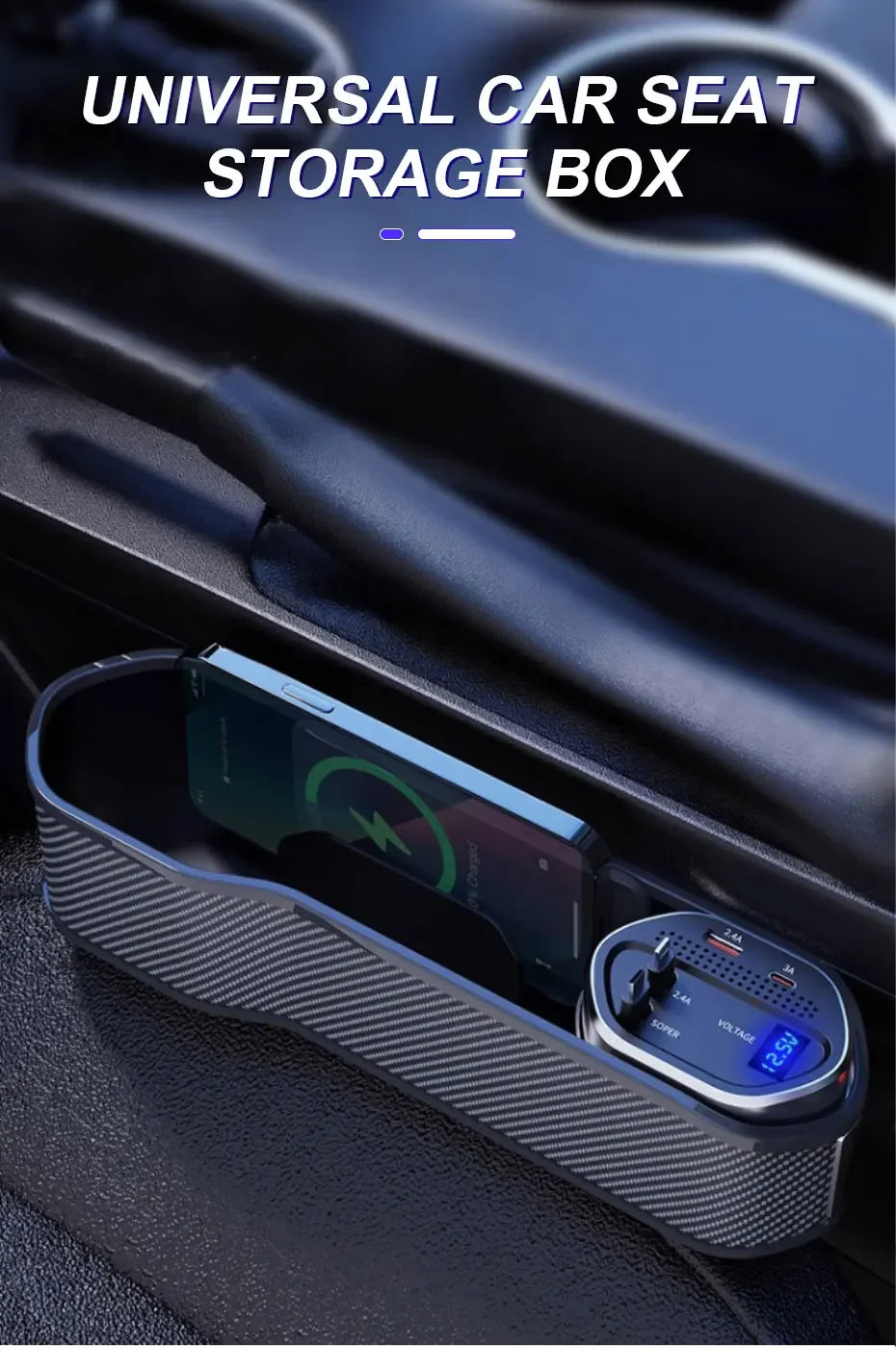 Multifunktionaler Auto-Sitzspalt-Halter mit Wireless Charging & 40W USB/USB-C Ladeanschluss