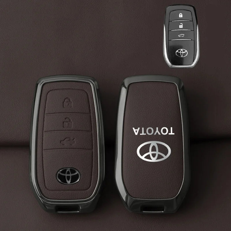 Toyota Zinc Alloy & Leather Key Case – Premium Toyota Key Fob Protection Cover