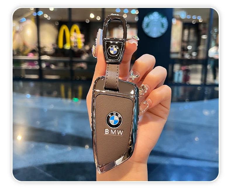 BMW Flip Key Case – Leather Key Fob Cover with Keychain