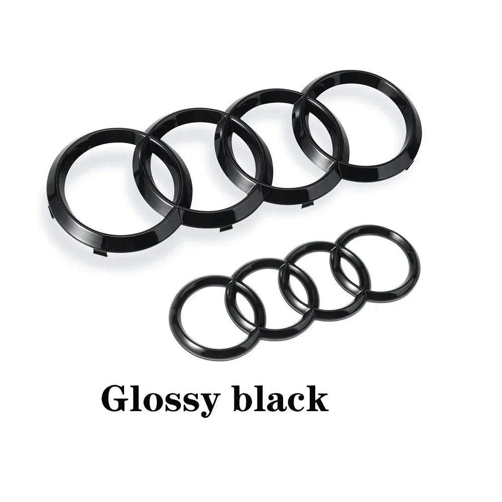Black or silver 4-ring emblem for Audi – front grill & rear logo badge (A3, A4, A5, A6, A7, Q2, Q3, Q5, Q8, TT)
