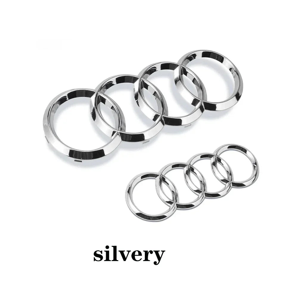 Black or silver 4-ring emblem for Audi – front grill & rear logo badge (A3, A4, A5, A6, A7, Q2, Q3, Q5, Q8, TT)