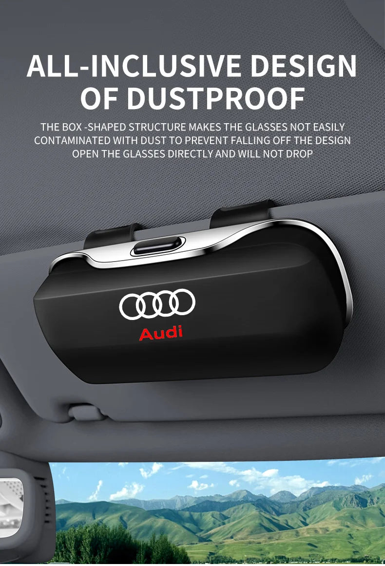 Sunglasses holder for Audi – Premium storage box for sun visors (Q3, Q5, Q7, Q8, A3, A4, A5, A6, A7, A8)