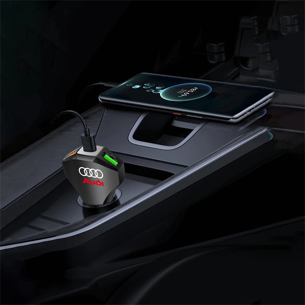 35W Audi USB-C Fast Car Charger – Type-C & USB Auto Charging Adapter S-Line Design