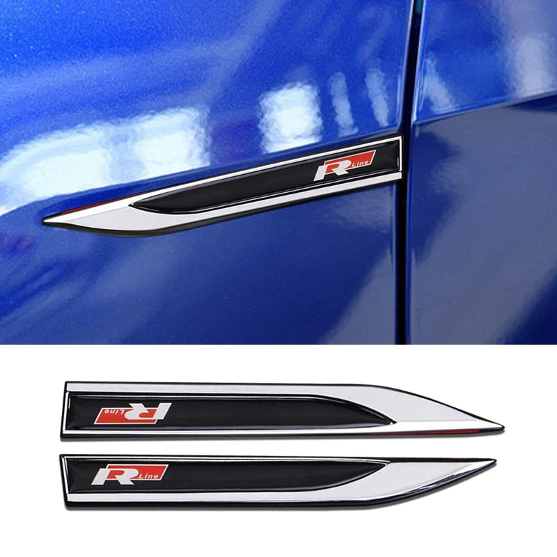 R-Line 3D Metal Emblem for VW – Side Fender Badge Sticker (2-Piece Set)