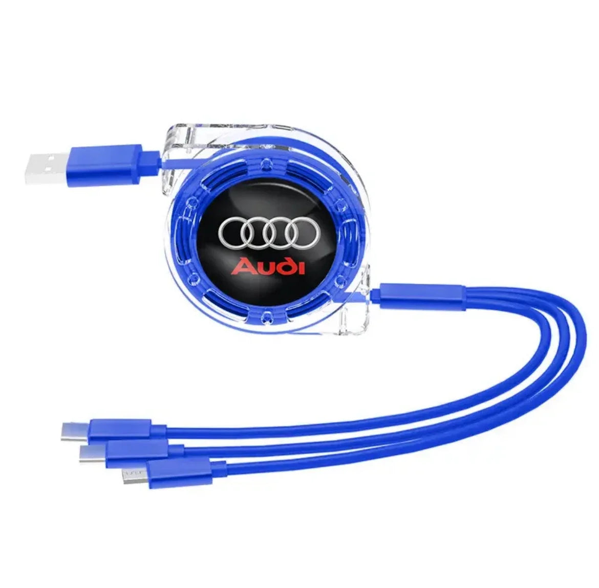 3-in-1 USB charging cable for Audi – multi-charger with Type-C, Micro-USB & Lightning connector