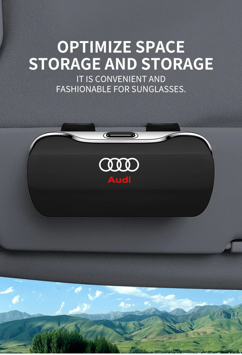 Sunglasses holder for Audi – Premium storage box for sun visors (Q3, Q5, Q7, Q8, A3, A4, A5, A6, A7, A8)