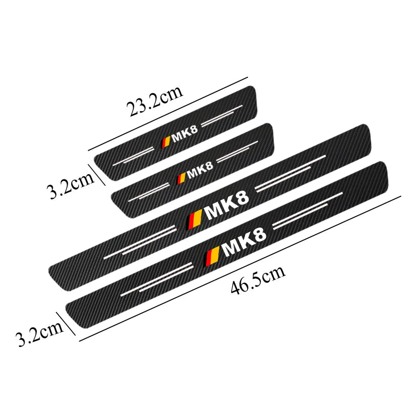 VW Golf Carbon Fiber Door Sill Protector – Scuff Plate Guard Sticker (4PCS)