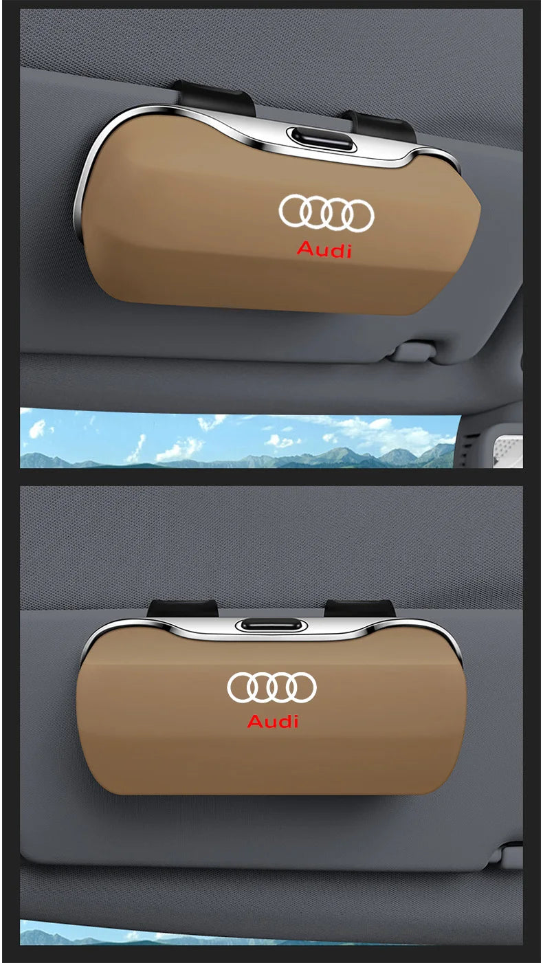 Sunglasses holder for Audi – Premium storage box for sun visors (Q3, Q5, Q7, Q8, A3, A4, A5, A6, A7, A8)