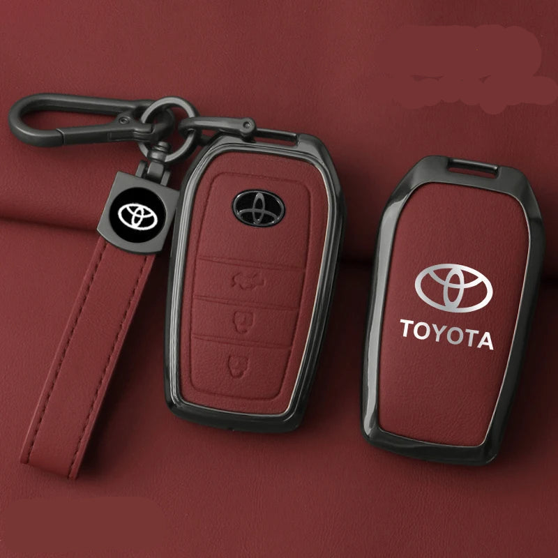 Toyota Zinc Alloy & Leather Key Case – Premium Toyota Key Fob Protection Cover