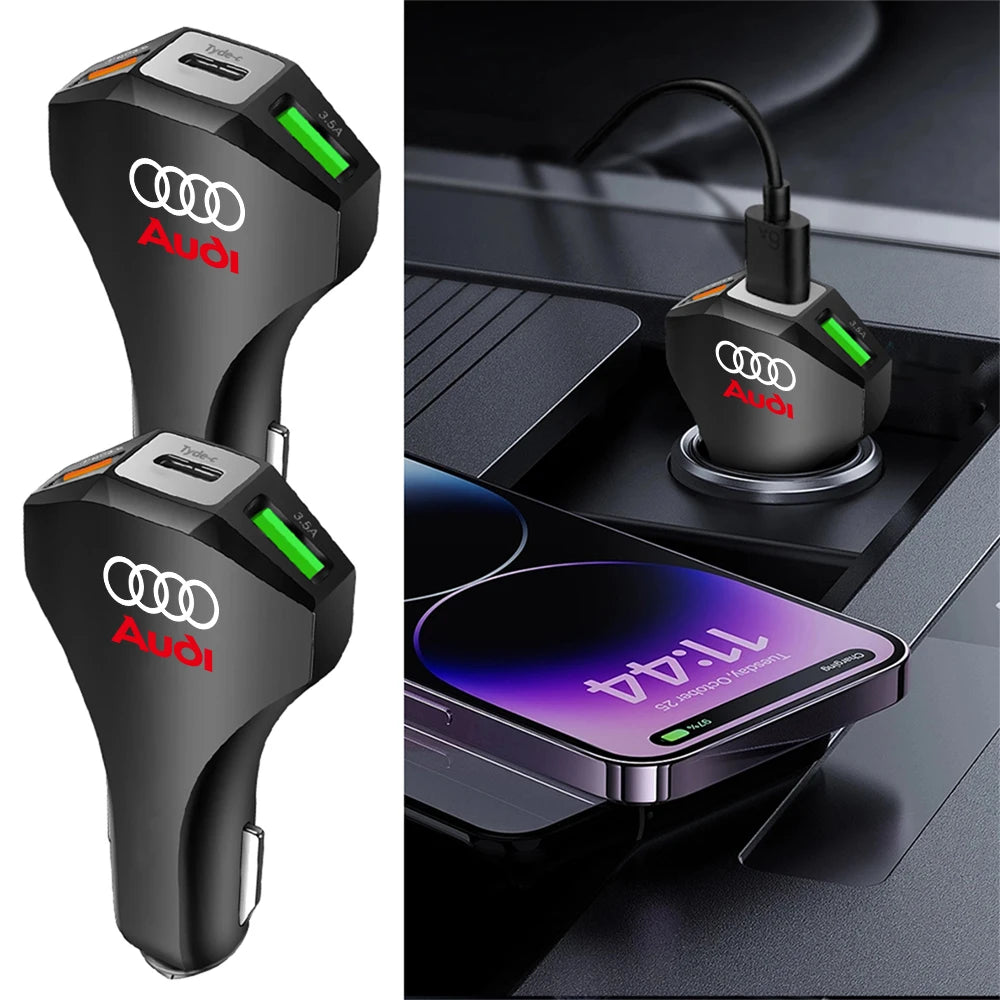 35W Fast Charger for Audi – Type-C & USB Car Charging Adapter S-Line Design