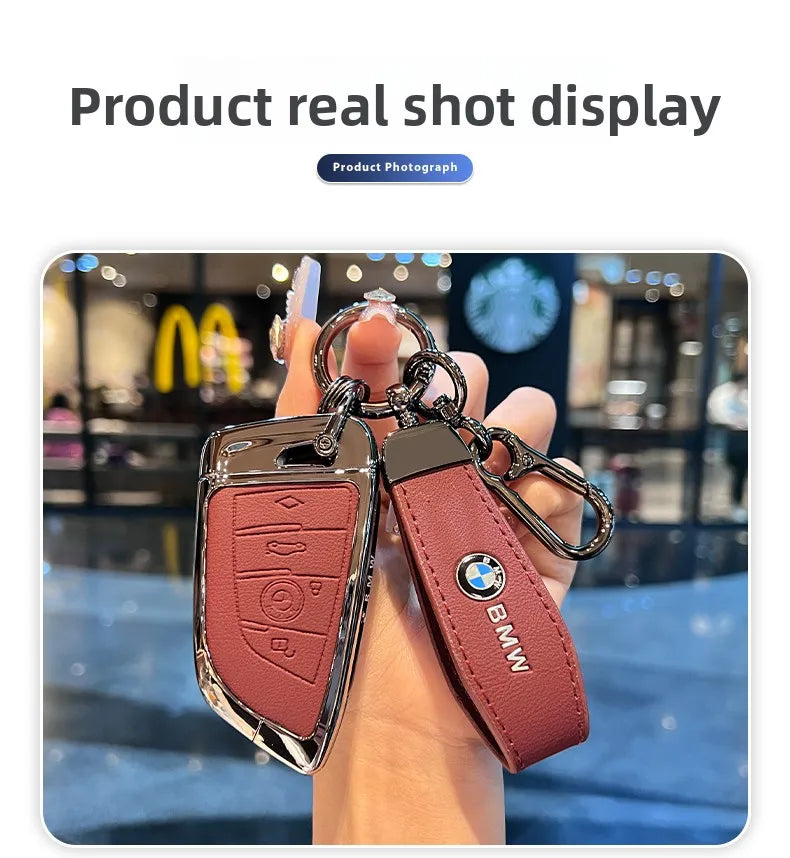 BMW Flip Key Case – Leather Key Fob Cover with Keychain