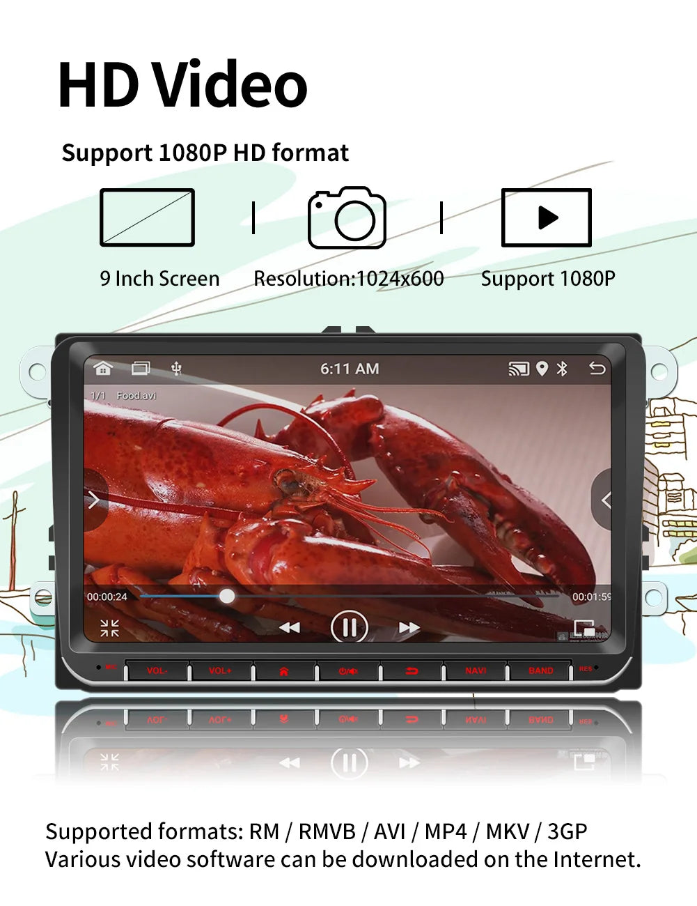 Android multimedia system for Volkswagen with CarPlay, Android Auto & GPS