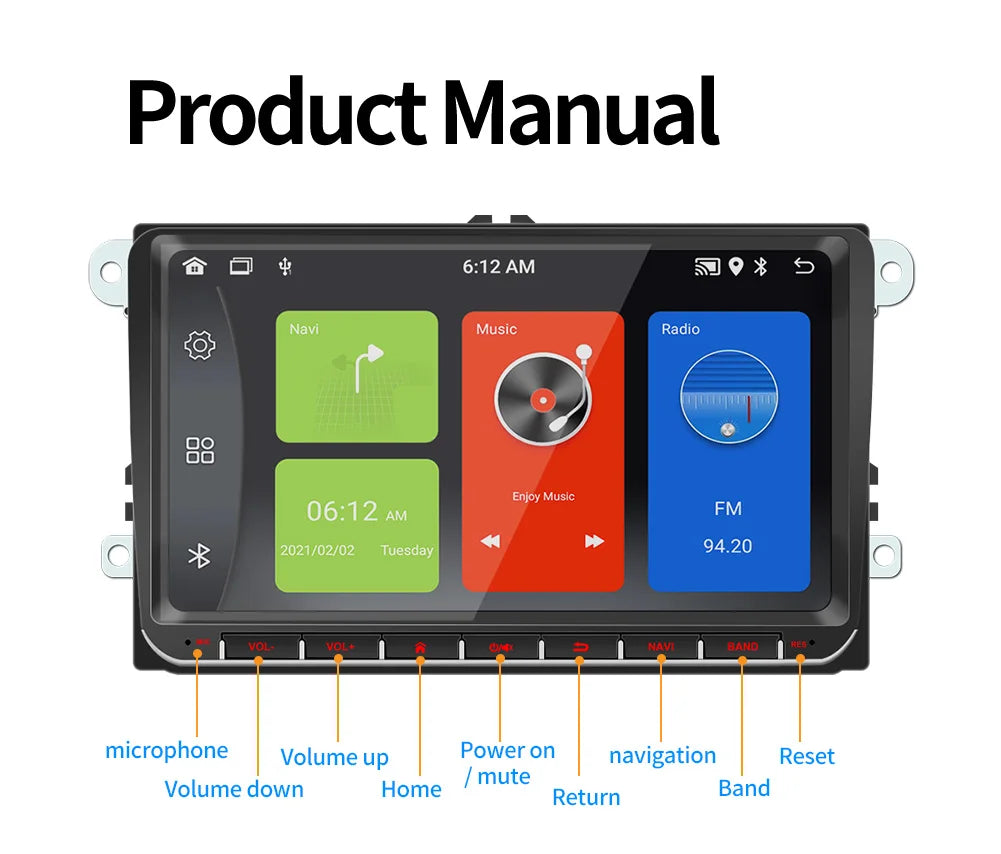 Android multimedia system for Volkswagen with CarPlay, Android Auto & GPS