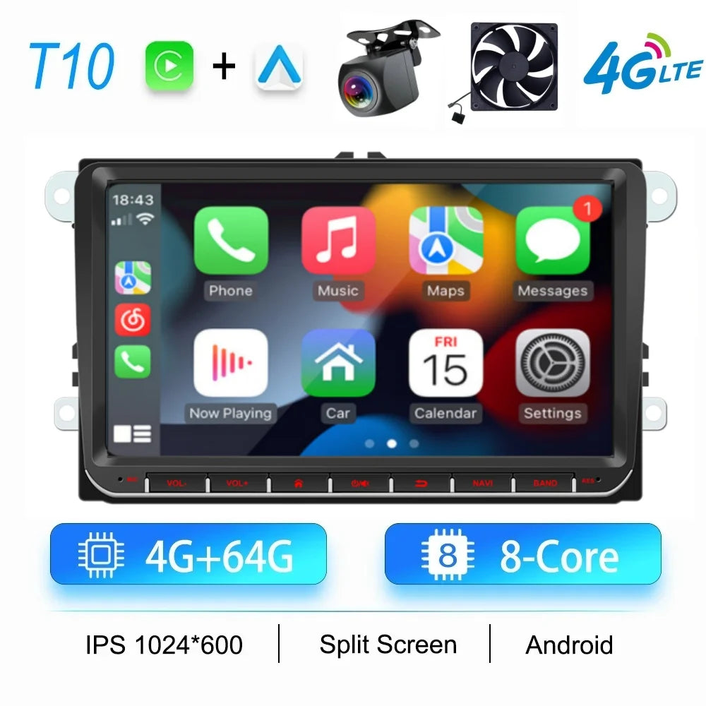 Android multimedia system for Volkswagen with CarPlay, Android Auto & GPS