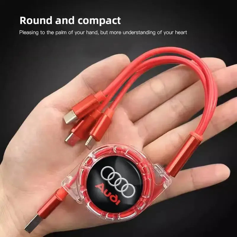 3-in-1 USB charging cable for Audi – multi-charger with Type-C, Micro-USB & Lightning connector