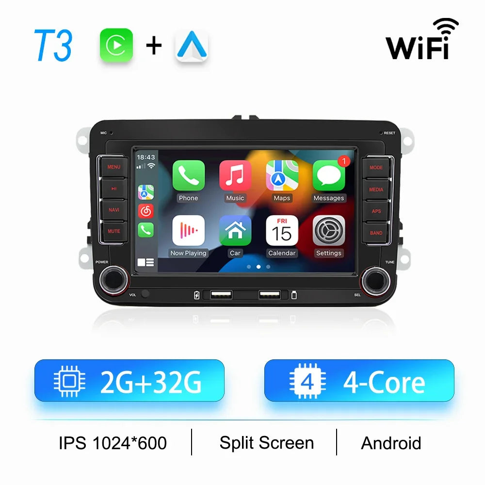 Android multimedia system for Volkswagen with CarPlay, Android Auto & GPS