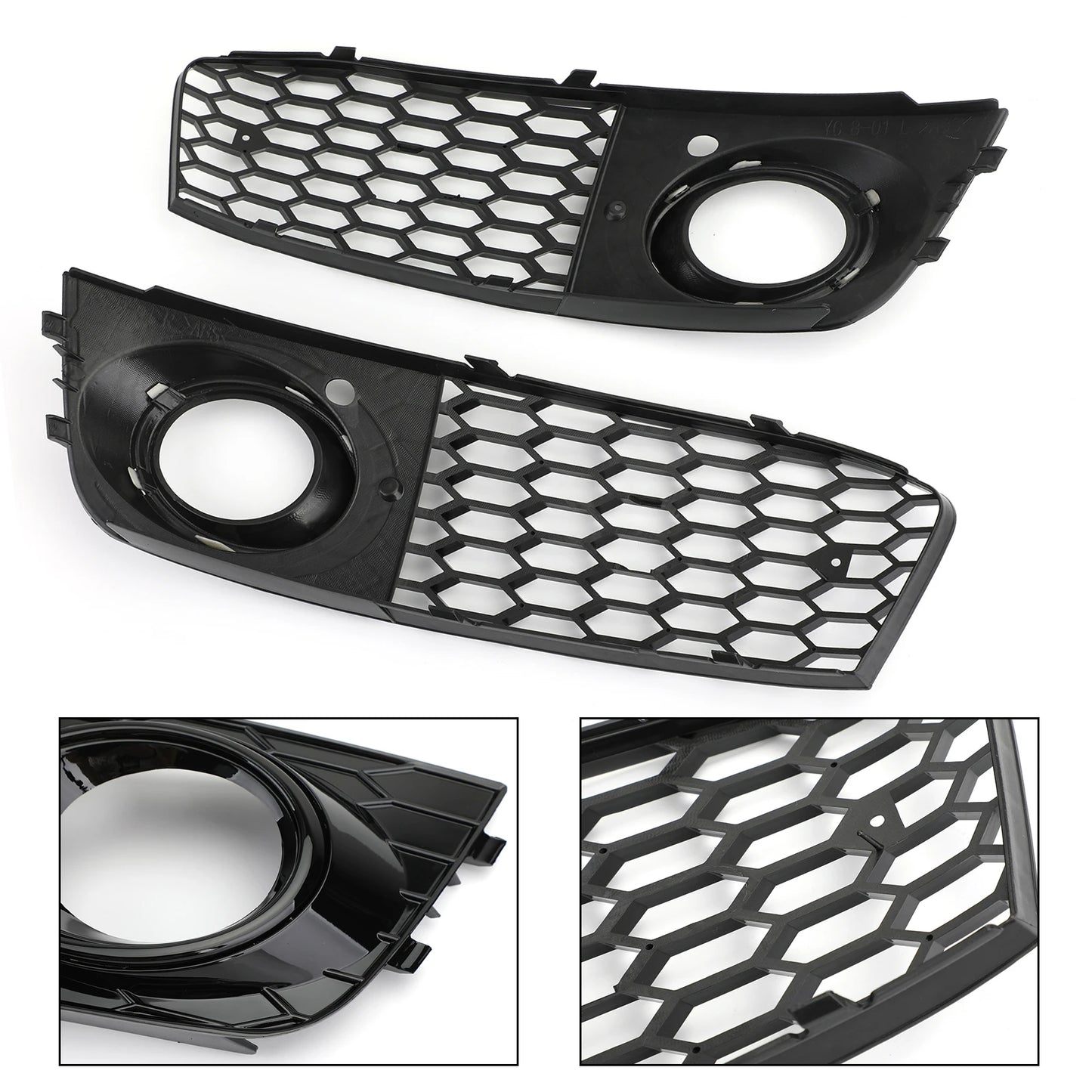 Honeycomb Fog Light Grill Set for Audi A4 B8 2009–2012 – Sporty Front Bumper Inserts