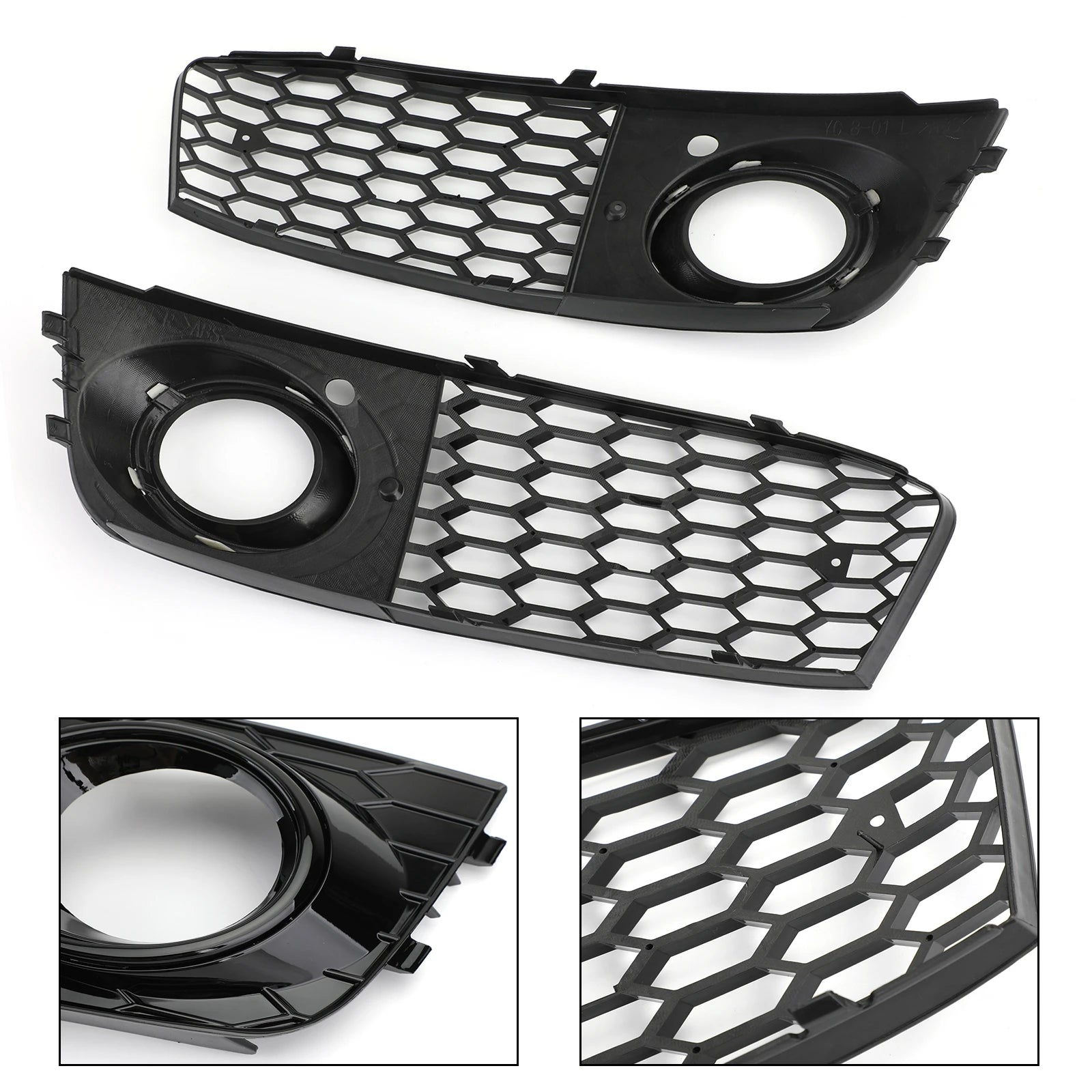 Honeycomb Fog Light Grill Set for Audi A4 B8 (2009–2012) – Sport Front Bumper Inserts